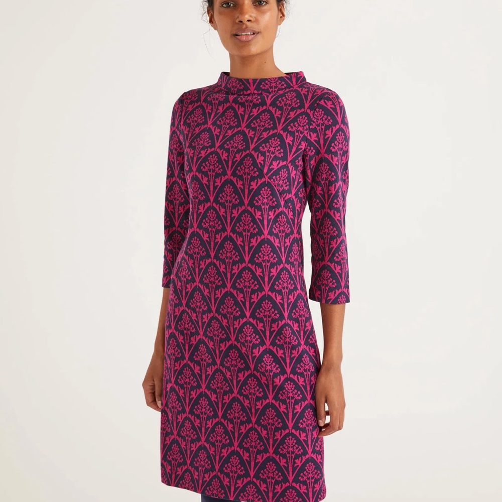 Boden Victoria Pink and Purple Jacquard Dress Size 8